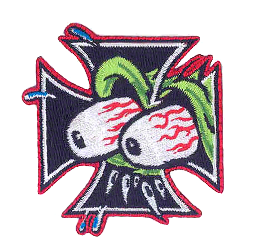 Kozik Eyes Cross Embroidered Iron On Patch — PosterPop.com